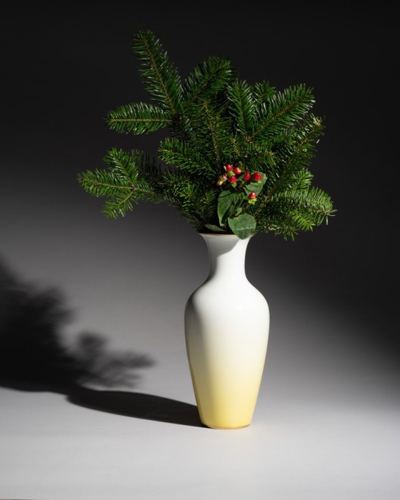 Image 1 of Rosenthal Selb-Plößberg H34.5cm Porcelain Vase Gold Rim & Yellow Gradient Décor