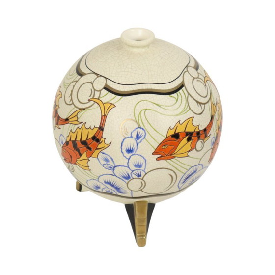 Image 1 of Rare Art Deco Vase Fish Orchids