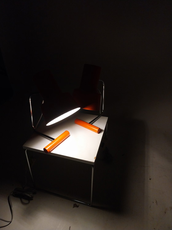 Image 1 of 1 x set oranje tafellampen Door Josef Hurka voor Napako 1970's  Tsjechoslowakije 