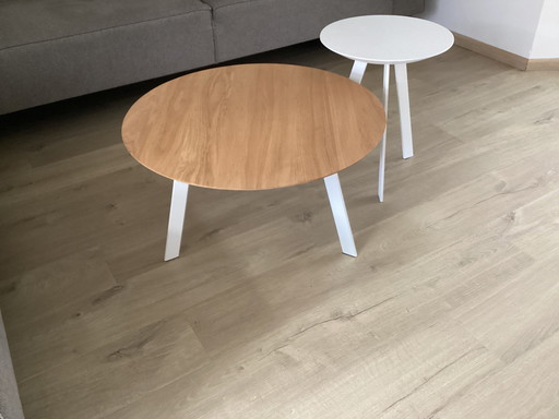 1 Studio Henk Salontafel Houten Blad Met Wit Onderstel