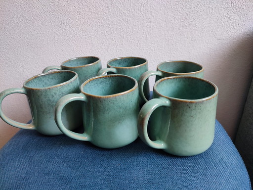6 x Sissy Boy green blue sea porcelain mug drinking mug ear New Handmade Portugal