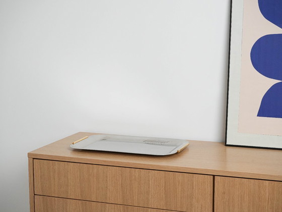 Image 1 of Bandeja de acero inoxidable, diseño italiano, década de 1970, fabricada en Italia.