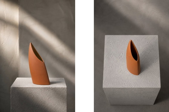 Image 1 of Mid-Century German Modern Stoneware Brick Red Vase from Asa Selection, 1980s