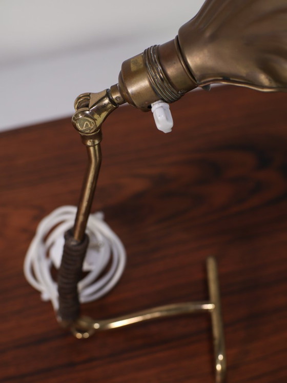 Image 1 of Art Deco table lamp desk lamp brass shell