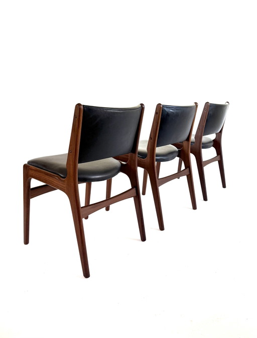 3x vintage dining chair model 89, Erik Buch ‘60