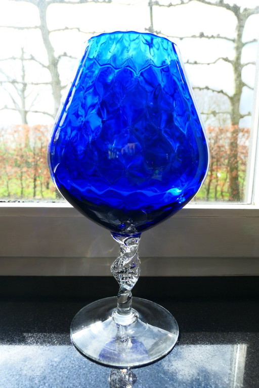 Vintage Empoli Optically Blown Glass Vase Blue – vazen