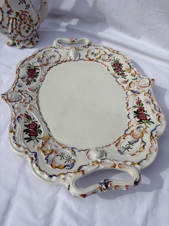 Image 1 of Vintage Bassano Italy Ceramic Coffee & Tea Set - Hand-Painted Rococo Style