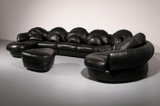 Image 1 of Divano componibile postmoderno dalla forma organica in pelle nera
