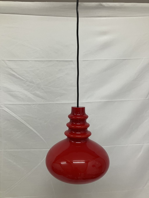 Peill & Putzler Red Lipstick Glass Pendant Lamp 1960s