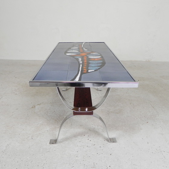 Image 1 of Tile Table With 21 Tiles, Signed ''Ledu''