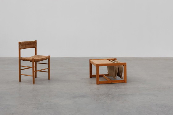 Image 1 of Tavolino in pino e lino con portariviste di Karin Möbring, Svezia, anni '70