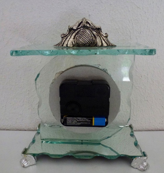 Image 1 of Reloj de mesa de cristal italiano antiguo, marca Rotondo.