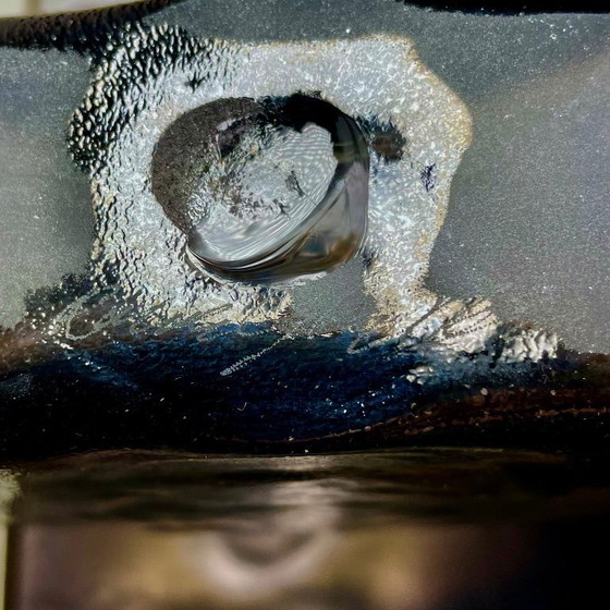 Image 1 of Art Glass Decanter – Attributed to Erik Höglund – Swedish Design – Frosted Brown & Clear Glass – Sculptural Bottle with Cork – S