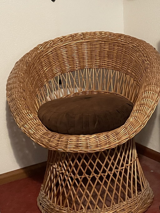 Vintage Rotan pauwenstoel
