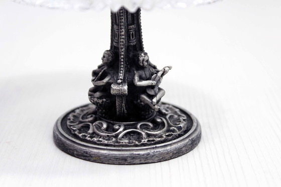 Image 1 of Kom van kristal en verzilverd metaal 1930