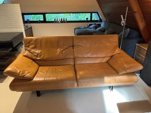 B&B Italia, Alanda, leather light brown Sofa, Sofa, Vintage, Mid - Century