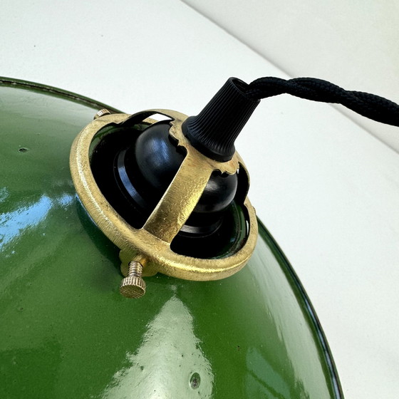 Image 1 of OLD INDUSTRIAL CONICAL ENAMELED SUSPENSION