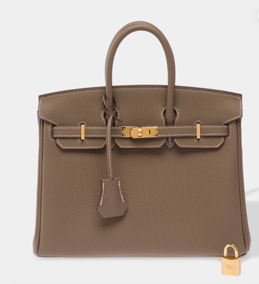 Sac HERMES Birkin 25 en cuero Étoupe - 103575
