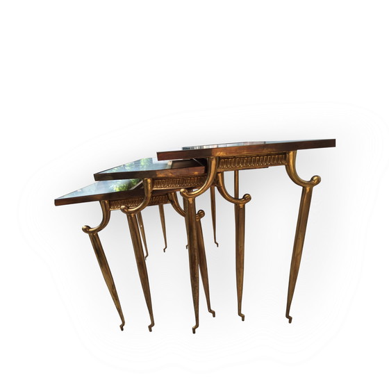 Image 1 of Ensemble de tables d'appoint vintage en laiton 1970