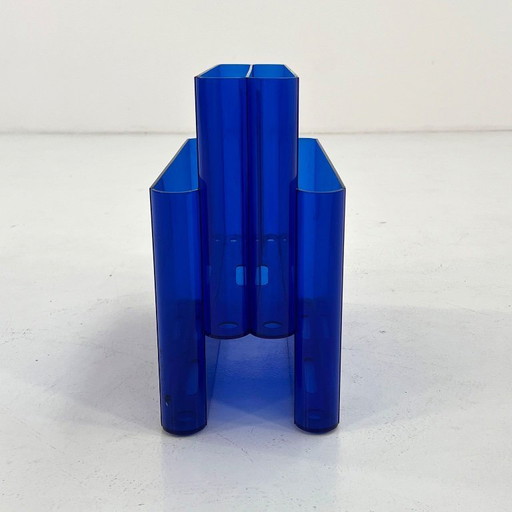 Portariviste in Lucite blu di Giotto Stoppino per Kartell, anni '70
