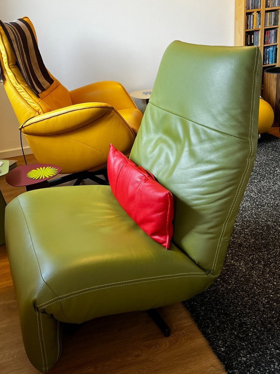 Image 1 of Luxury Thomas Electric Recliner Chair - Apple Green Toledo Leather, Dual Motor, Headrest & Lumbar Support - Like New