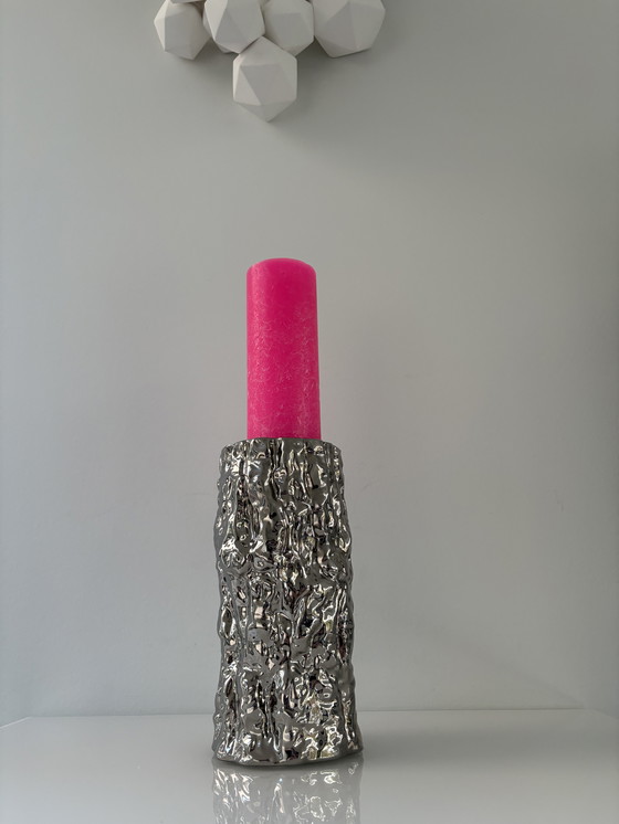 Image 1 of It’s about RoMi Amsterdam kandelaar boomstam in RVS zilverkleurige glazuur 