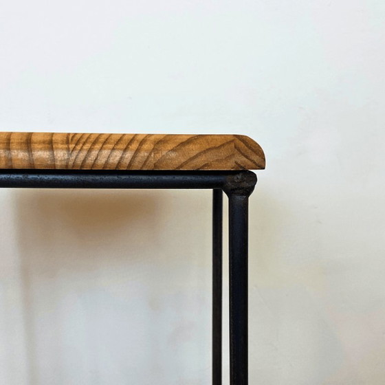 Image 1 of Industrial Steel and Wood Side Table