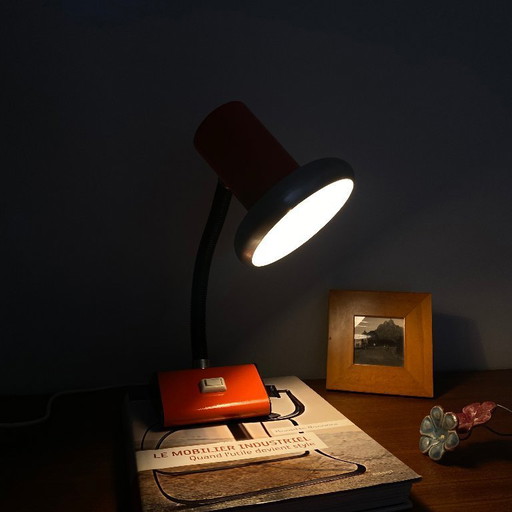 Vintage orange and aluminum table lamp