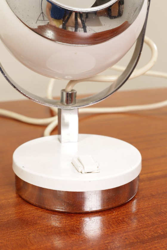 Image 1 of Vintage desk lamp white chrome atomic design 