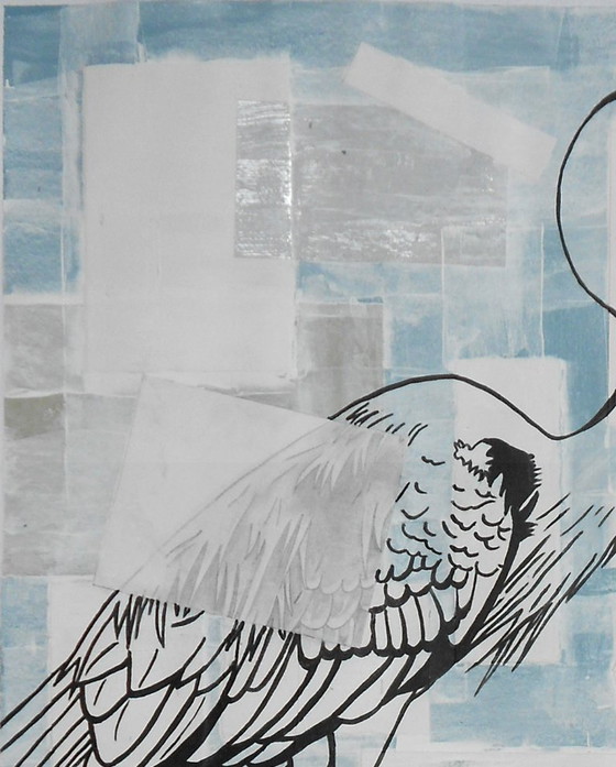 Image 1 of Un bellissimo dipinto di un airone dal titolo: Der Blaue Reiter (dipinto a mano)