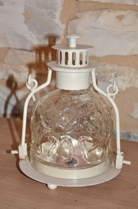 Beige Glass and Metal Tealight Candle Holder, 13x17cm (photo 5 of 5)