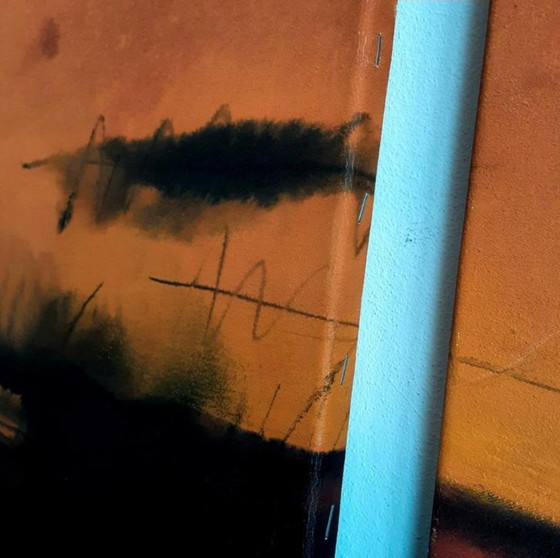 Image 1 of Dário Bosa abstract 2 Luik (arancione/rosso) firmato / tela (artista brasiliano)