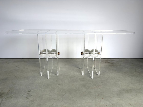 Messing en Lucite Console, jaren 70 – Plexiglass, Brass (photo 11 of 12)