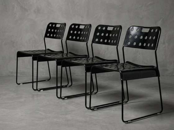 4 Original Vintage Black Omstak Chairs by Rodney Kinsman (Black Frame) – Bieffeplast, Dining chairs, Metal (photo 6 of 21)