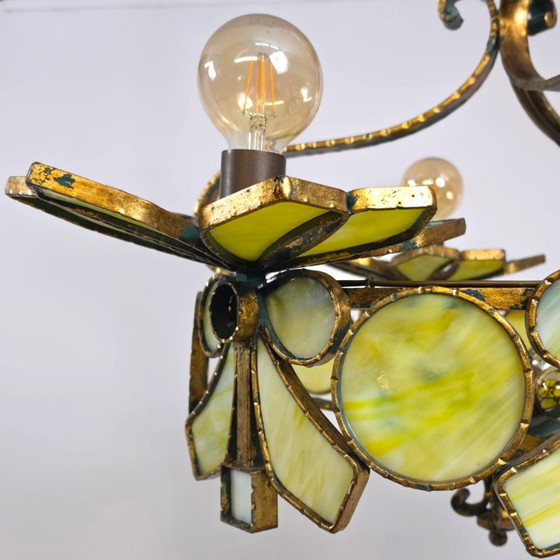 Lombard rare Italian sculptural chandelier mid-century 60s Murano wrought iron – Longobard, Murano Glass (photo 7 of 12)