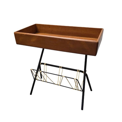 Tavolino vintage con porta riviste