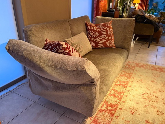 Two-seater sofa in taupe fabric, Edra, 2 seaters, Textile, Modern (photo 6 of 9)