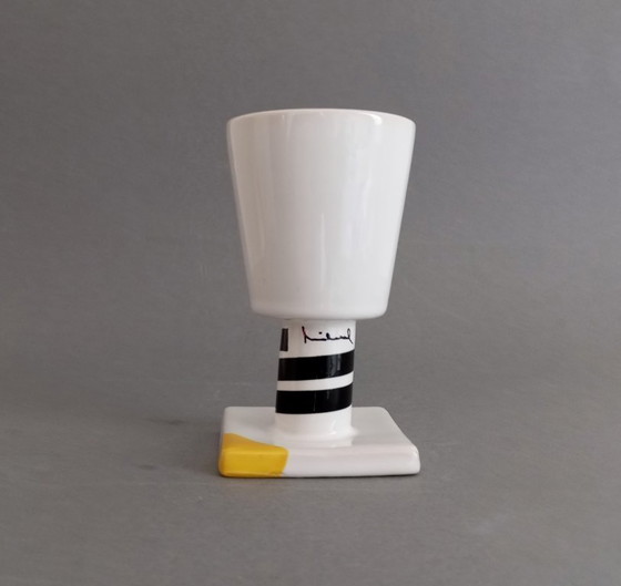 Image 1 of Juraj Mihalik postmodern/pop art footed cup - Art4 Ergo Keramik 1980s