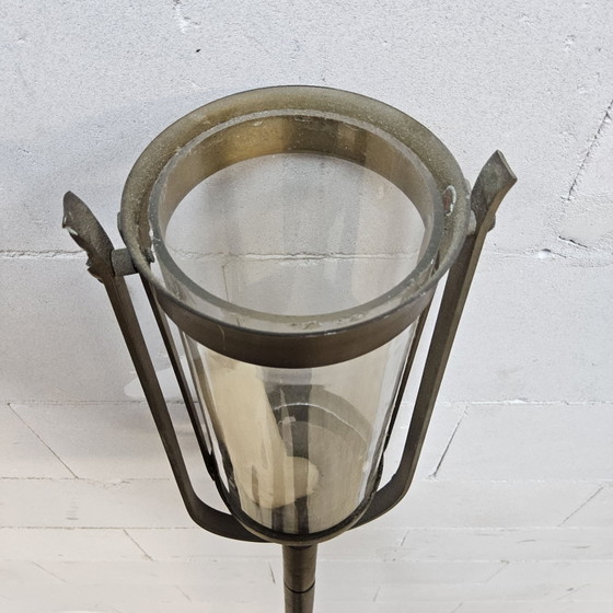 Antieke processielamp / processielantaarn / flambeeuw (katholieke) – Oggetti decorativi, Ottone, Legno (photo 8 of 14)
