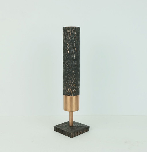 vase à pied en cuivre design minimaliste brutaliste années 1960