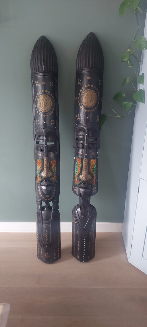 Estatuas africanas de Kumasi, Ghana – decoratieve objecten, Wood, Brass