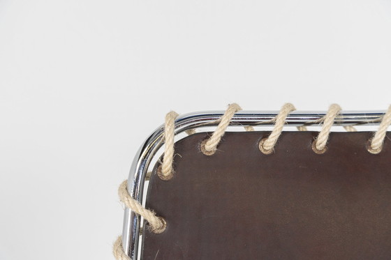 Image 1 of Ungewöhnliche Esszimmerstühle aus Leder und Seilen Italien 1970