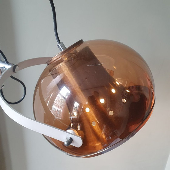 Vintage Dijkstra adjustable wall light, Space Age arc lamp, Dijkstra Lampen, Chrome, Metal, Brown (photo 9 of 15)