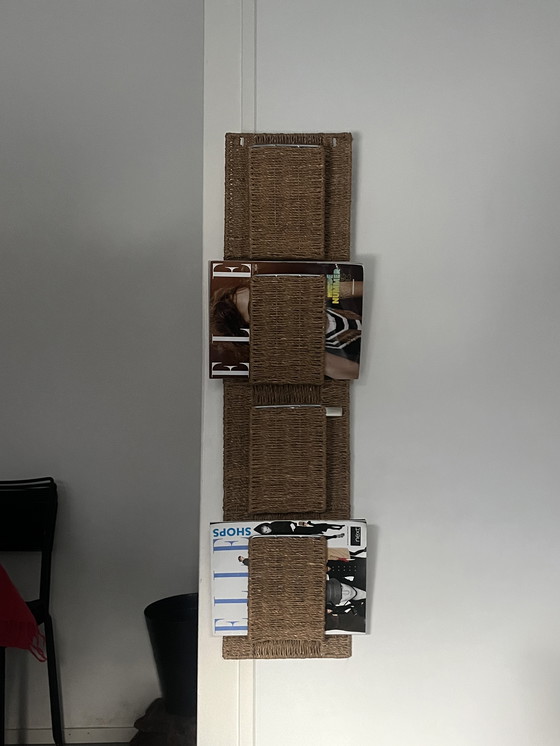 Image 1 of Portariviste/portaoggetti da parete vintage in rattan IKEA (anni '80/'90)