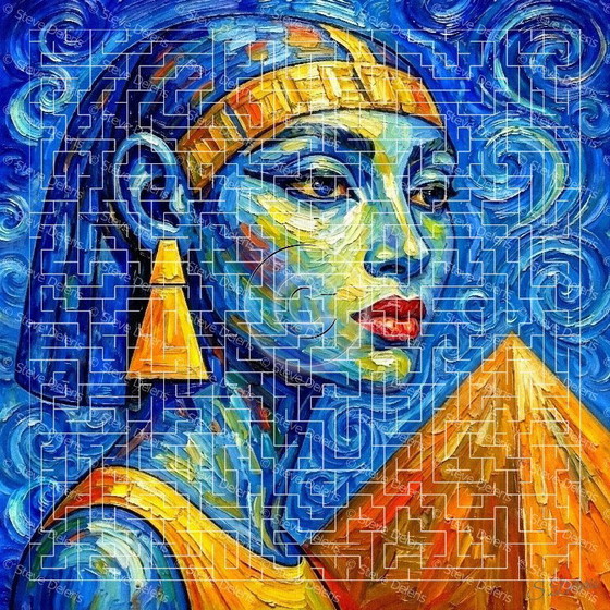 Image 1 of Painting on canvas Egyptia / Van Gogh style (60x60cm)