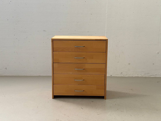 Solid Wood Chest of Drawers – 5 Drawers, Beech Look (photo 8 of 14)