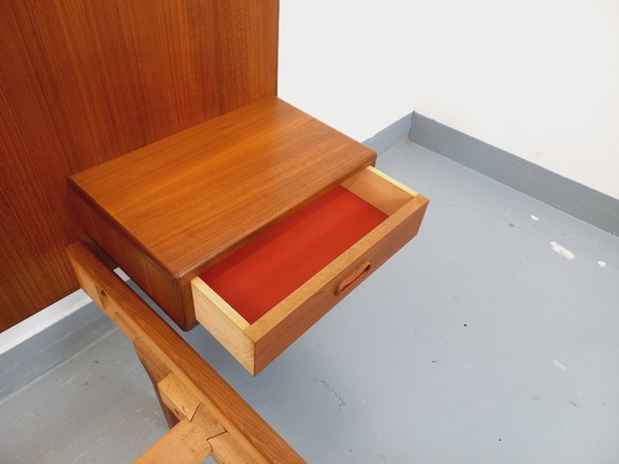 Image 1 of Vintage Scandinavian teak double bed from the 1960s with integrated bedside tables