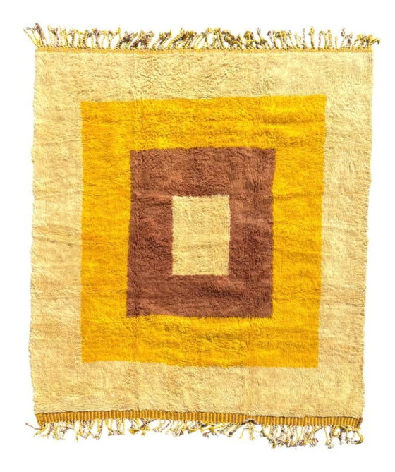 Image 1 of Luxuriöser marokkanischer Mrirt-Wollteppich 200 x 250 cm – Moderner handgefertigter Berberteppich – Wohnbereich