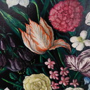 Still life with flowers, butterflies and shells