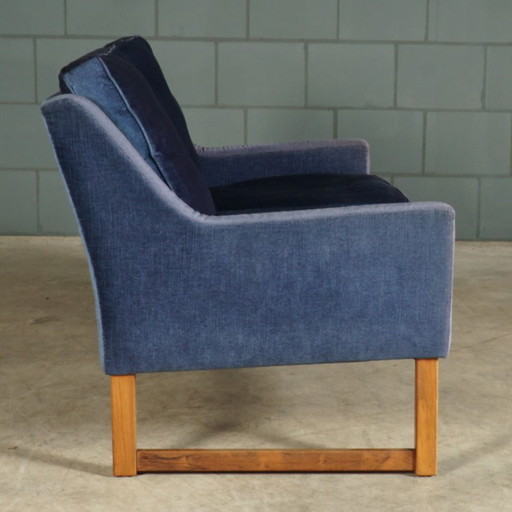Vintage Zweisitzer-Sofa – Blauer Samt – JAB Anstoetz – 1970er Jahre – 2 zitsbanken, Wood, Velvet (photo 2 of 11)